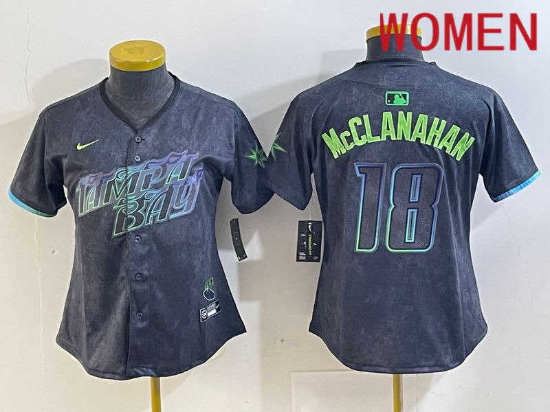 Women Tampa Bay Rays #18 Mcclanahan Black City Edition 2024 Nike MLB Jersey style 1